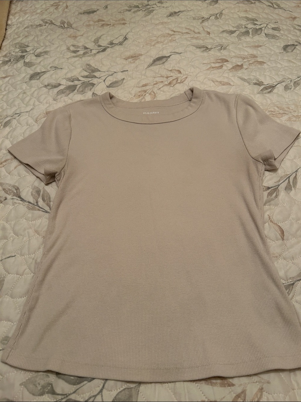 Old Navy Women's Short Sleeve Ribbed Crewneck Top - Taupe
